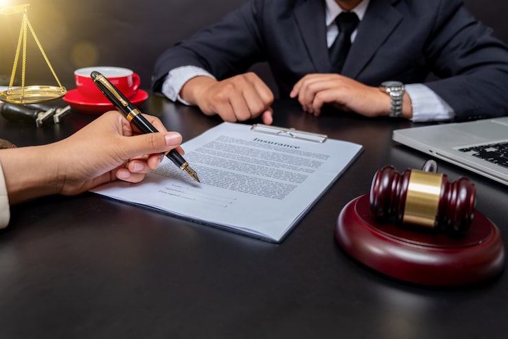 Client signing legal insurance document | Manhattan Notary